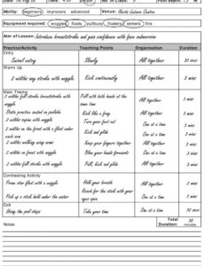 Printable Swimming Lesson Plan Template Sample
