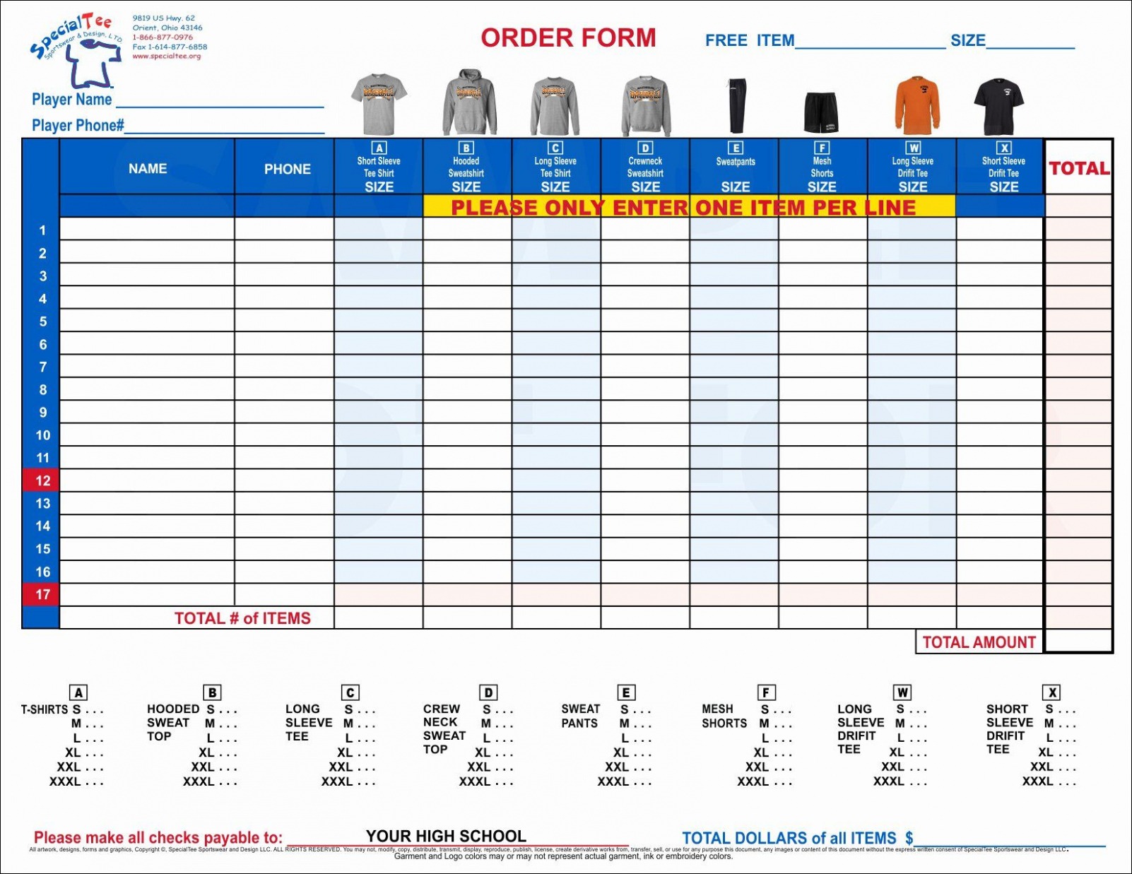 Printable T Shirt Fundraiser Order Form Template Doc