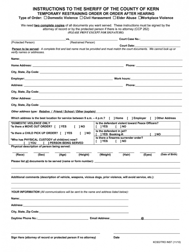 Sample Temporary Restraining Order Template PPT