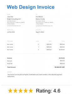 Printable Web Design Invoice Template Word