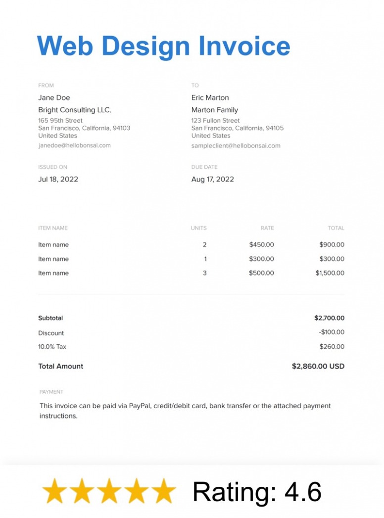 Printable Web Design Invoice Template PDF