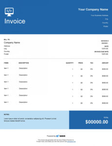 Editable Website Development Invoice Template PPT