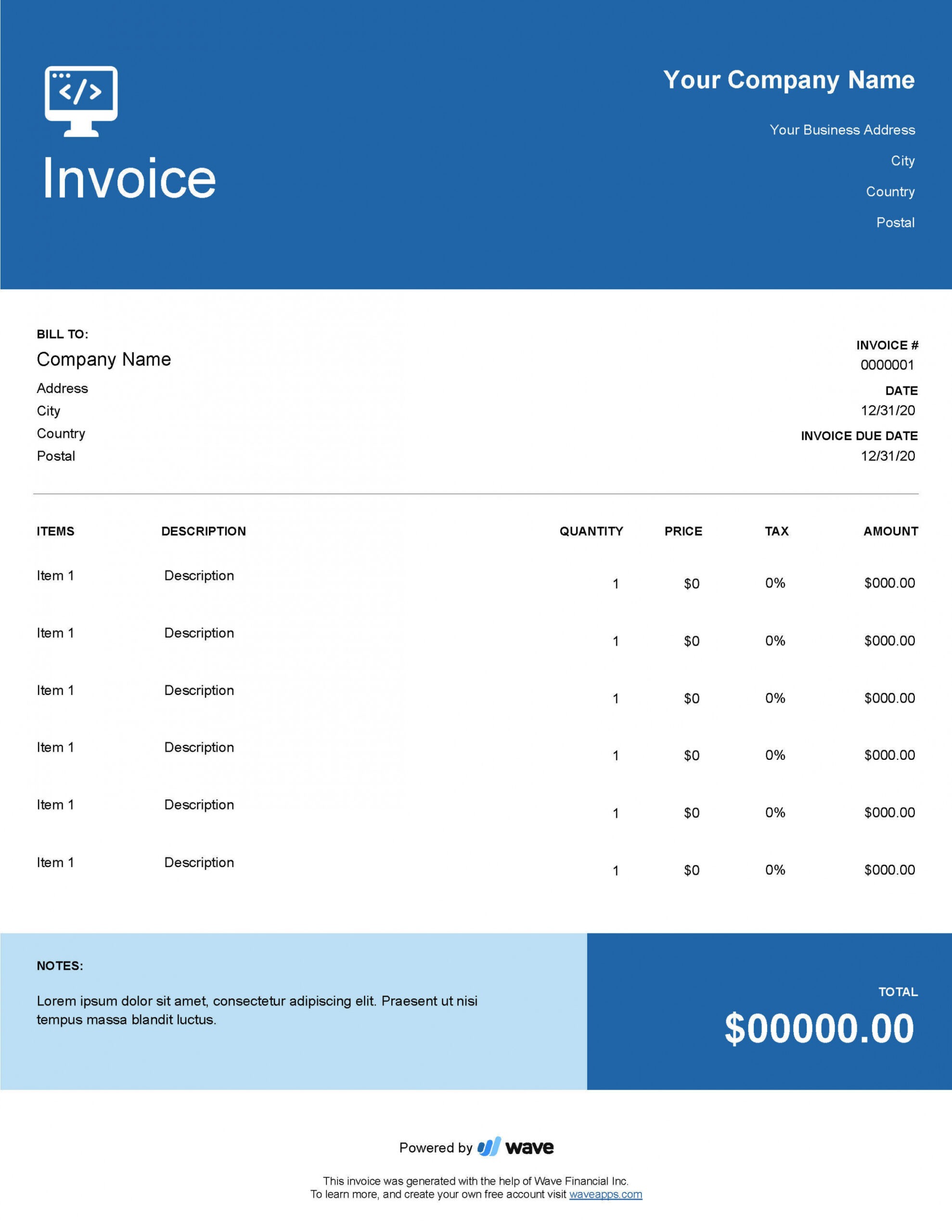 Editable Website Development Invoice Template Doc