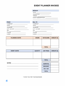 Printable Wedding Planner Invoice Template PPT