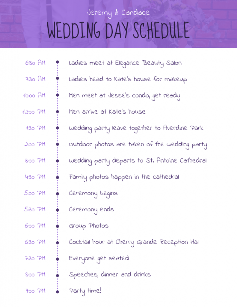 Free Wedding Weekend Schedule Template Doc