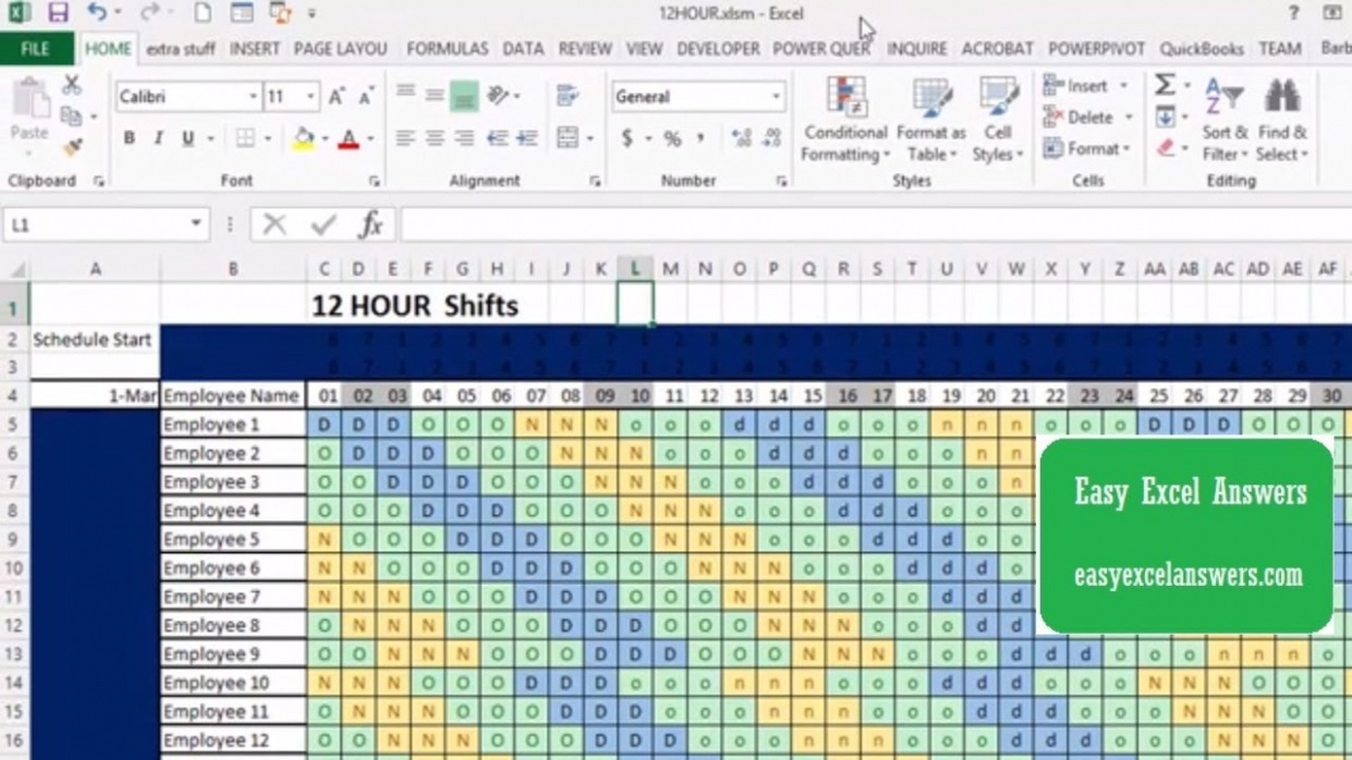Editable 4 Crew 12 Hour Shift Schedule Template Excel
