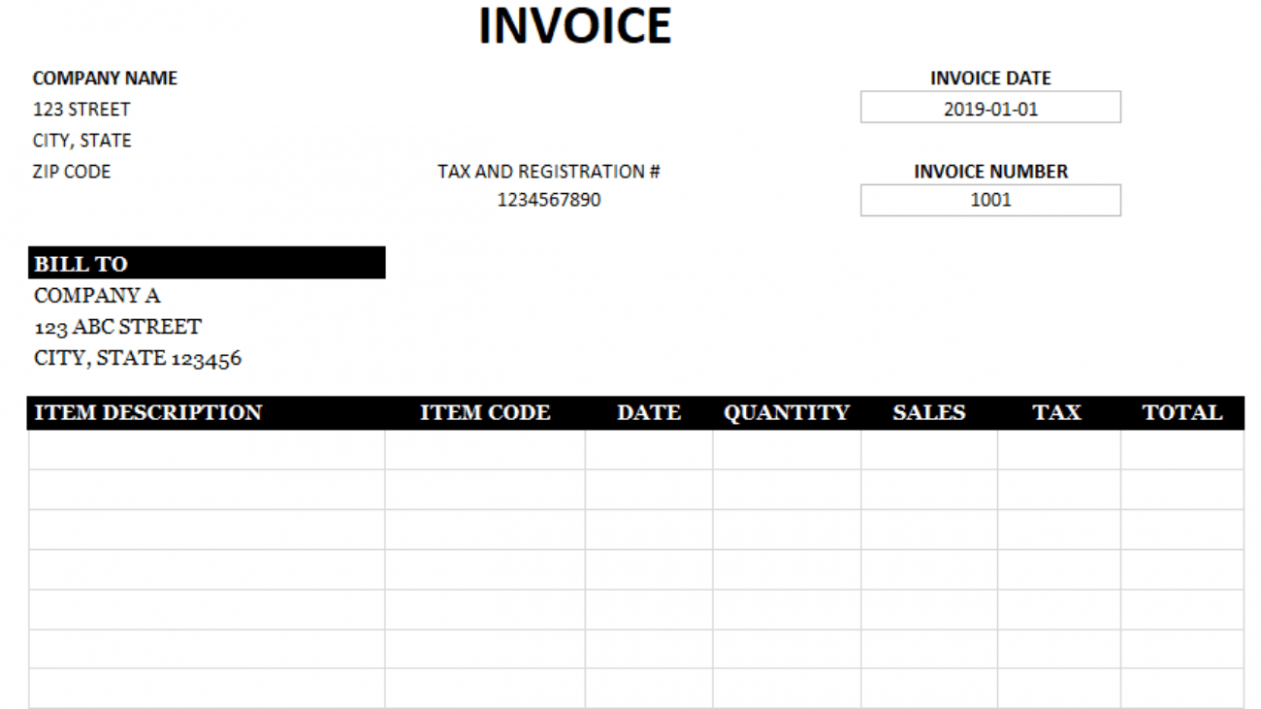 Printable Accounts Receivable Invoice Template PDF