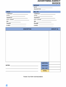 Editable Advertising Agency Invoice Template Sample