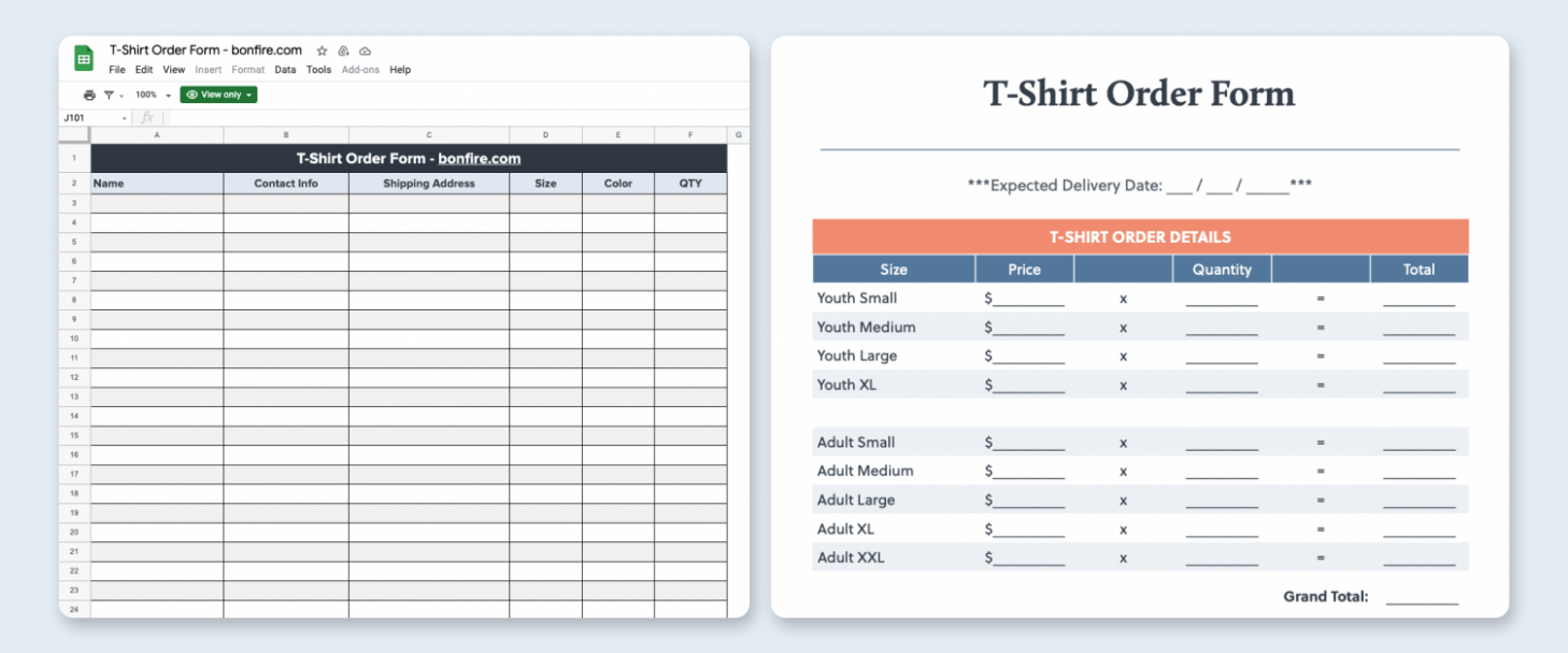 Sample Apparel Order Form Template Excel Doc