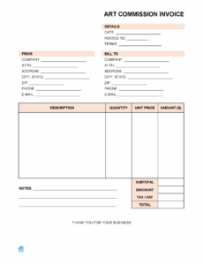 Editable Artists Invoice Template Word