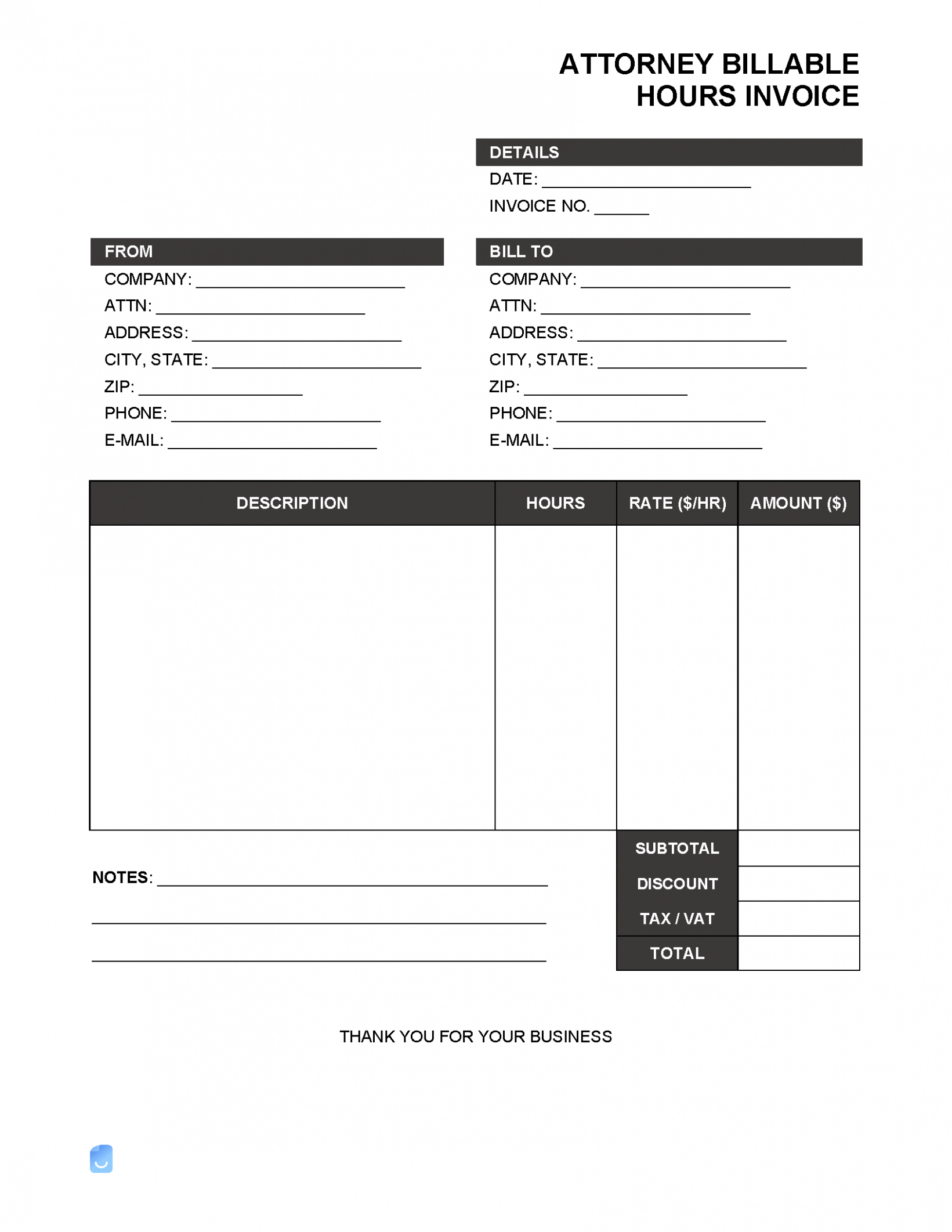 Editable Attorney Billable Hours Invoice Template Doc Editable Attorney Billable Hours Invoice Template Doc