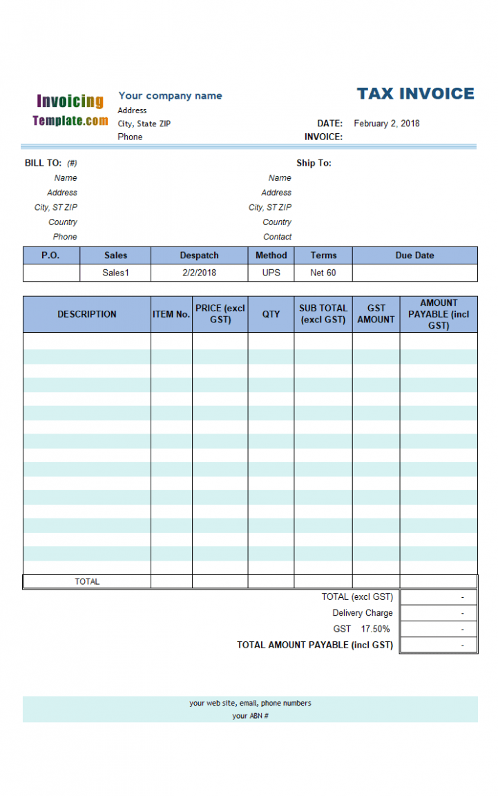 Sample Australian Tax Invoice Template 