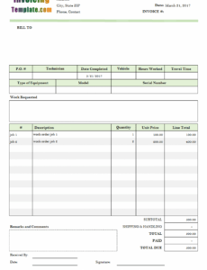 Editable Auto Body Work Order Template Word