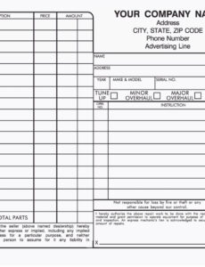 Sample Automotive Repair Order Template CSV