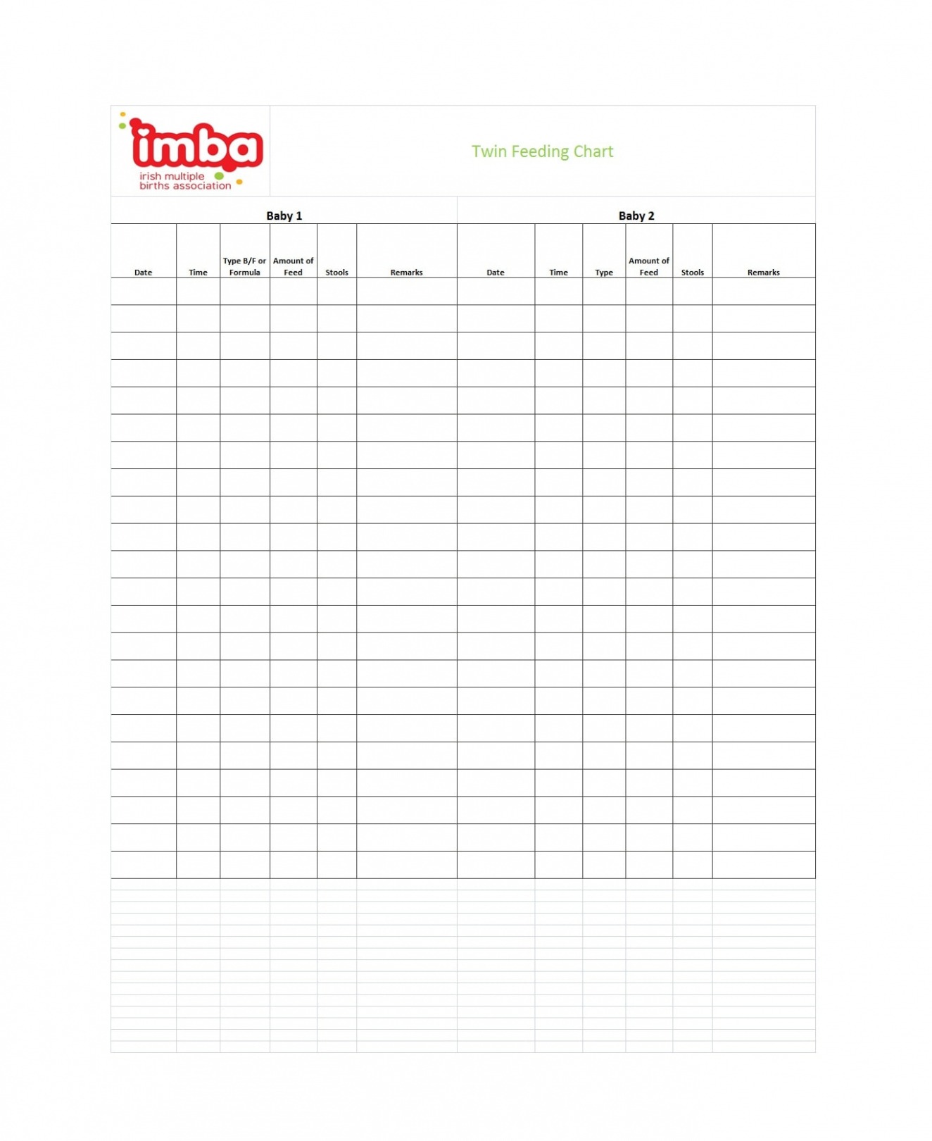 Editable Baby Feeding Schedule Chart Template Sample