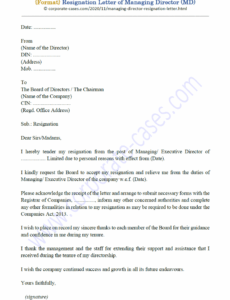 Editable Board Of Directors Resignation Letter Doc