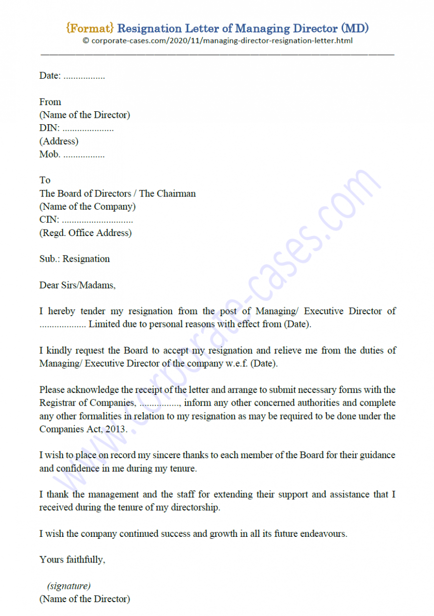 Editable Board Of Directors Resignation Letter Doc