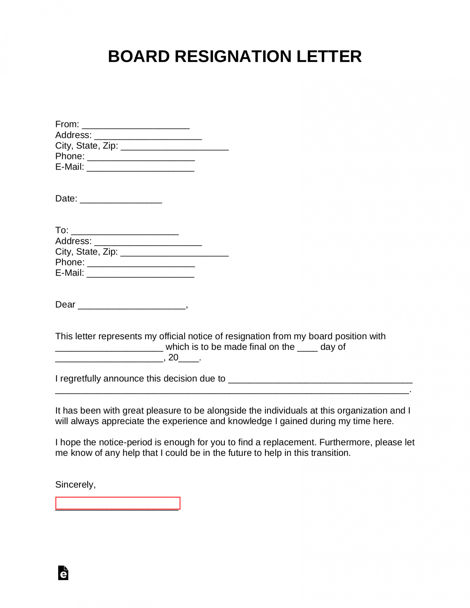Board Of Directors Resignation Letter Word Board Of Directors Resignation Letter Word