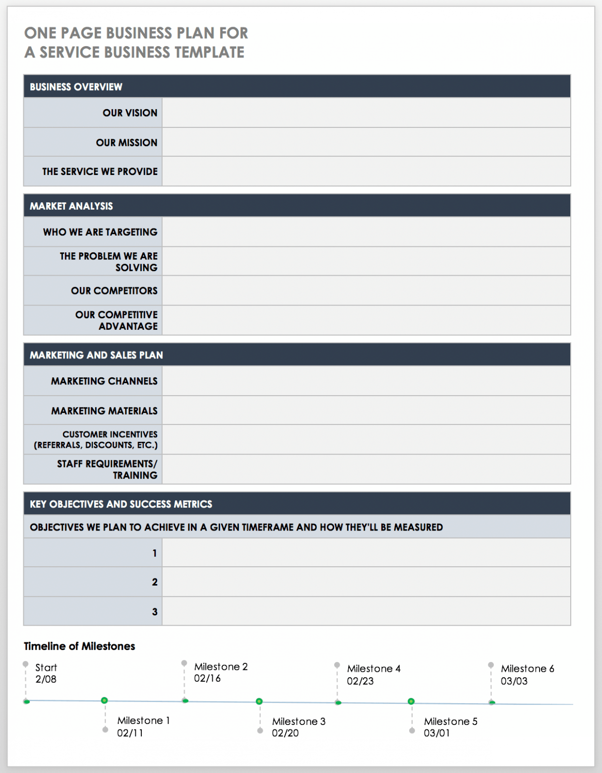 Printable Business Plan Sample Template CSV