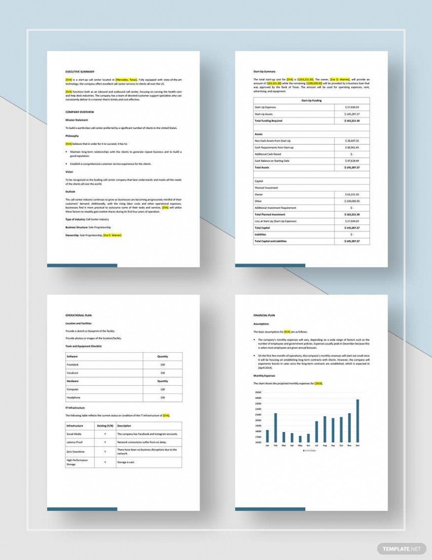 Call Center Business Plan Template Word Call Center Business Plan Template Word