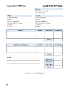 Printable Catering Bill Invoice Template