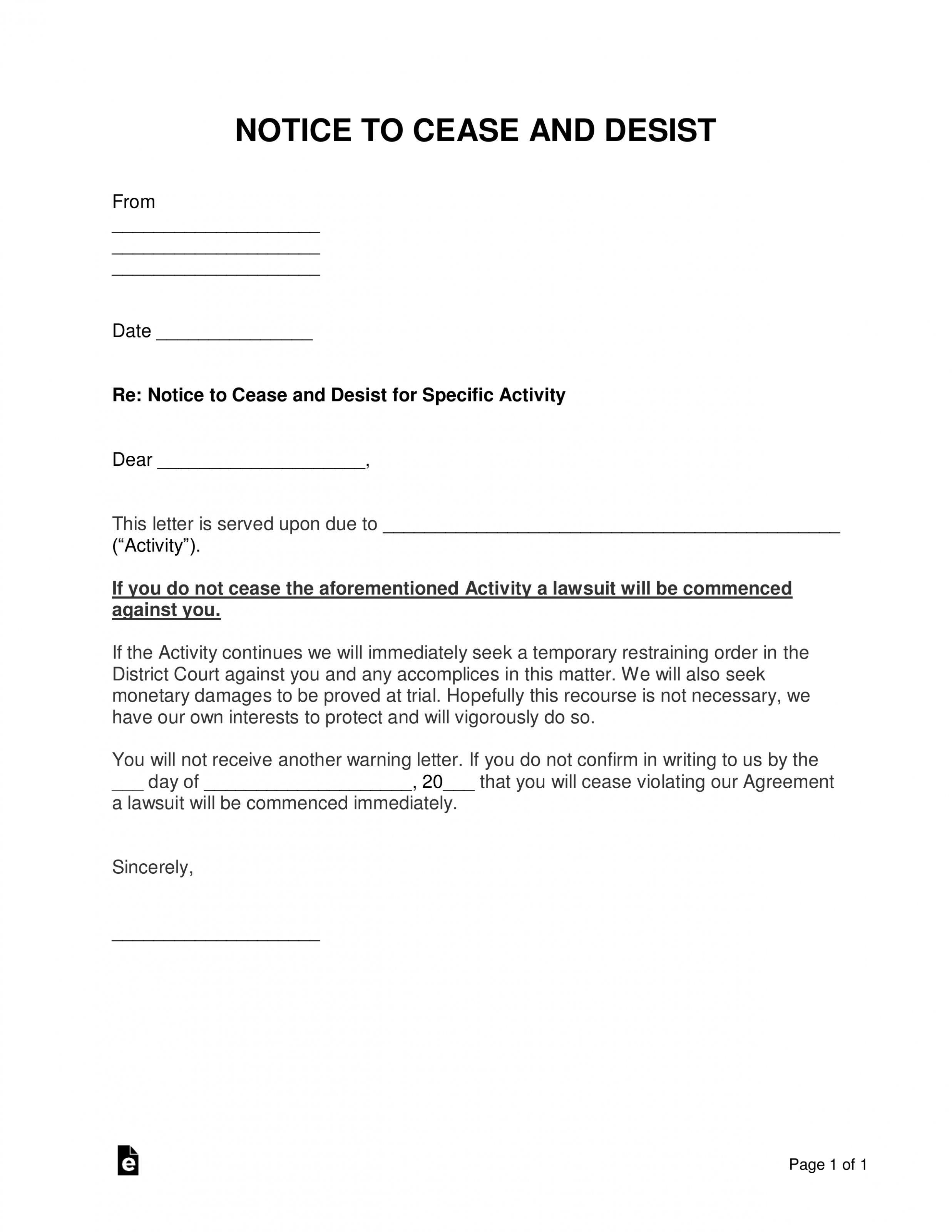 Sample Cease And Desist Order Template Docs Sample Cease And Desist Order Template Docs