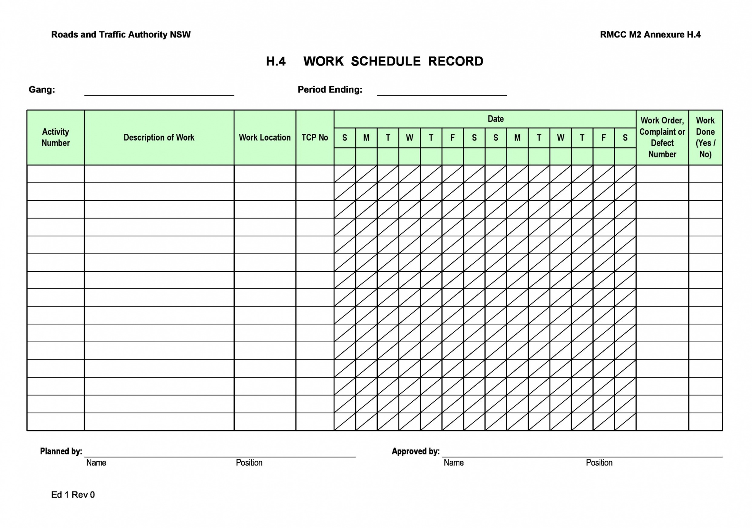 Printable Child Care Staff Schedule Template Excel