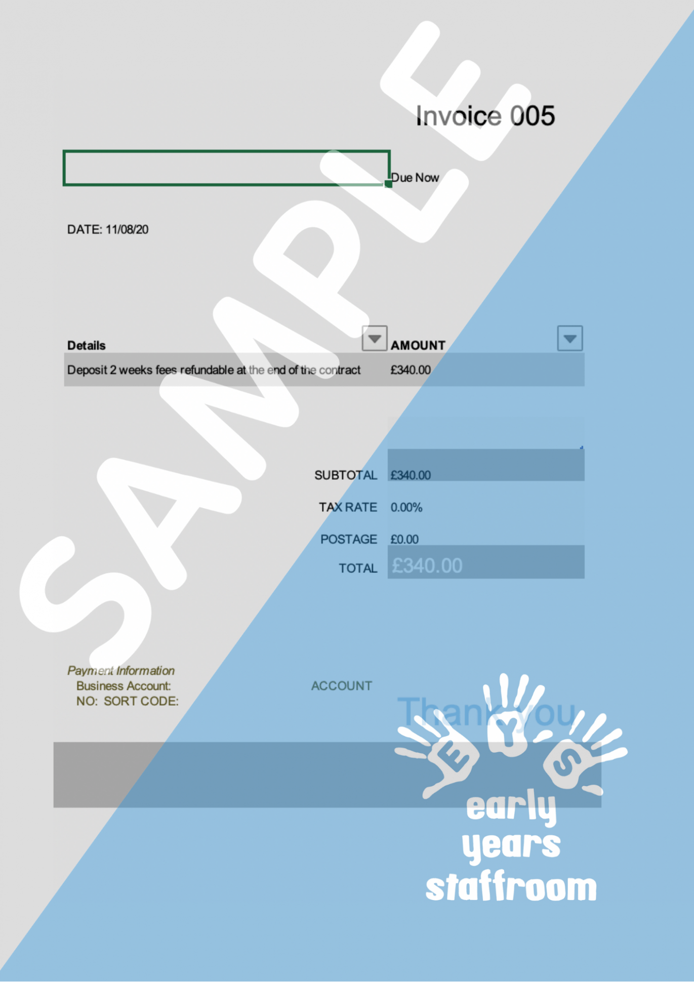 Sample Childminder Invoice Template Excel