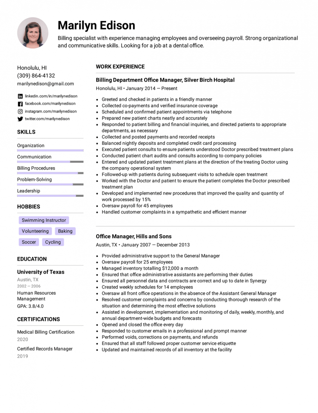 Printable Chronological Order Resume Template Docs