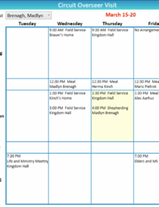 Circuit Overseer Visit Schedule Template Docs