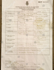 Printable Civil Union Certificate Template Doc