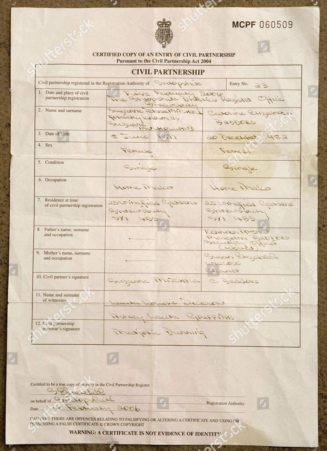 Printable Civil Union Certificate Template Doc