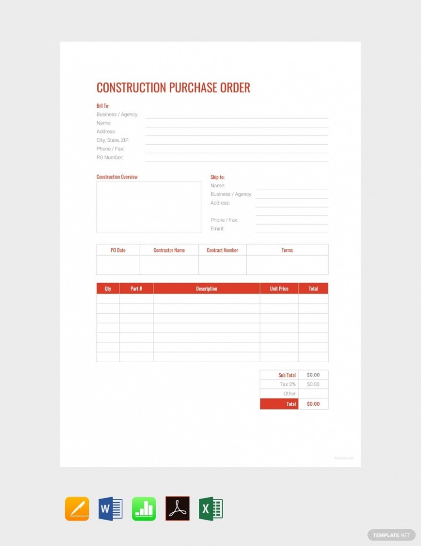 Sample Contractor Purchase Order Template PPT Sample Contractor Purchase Order Template PPT