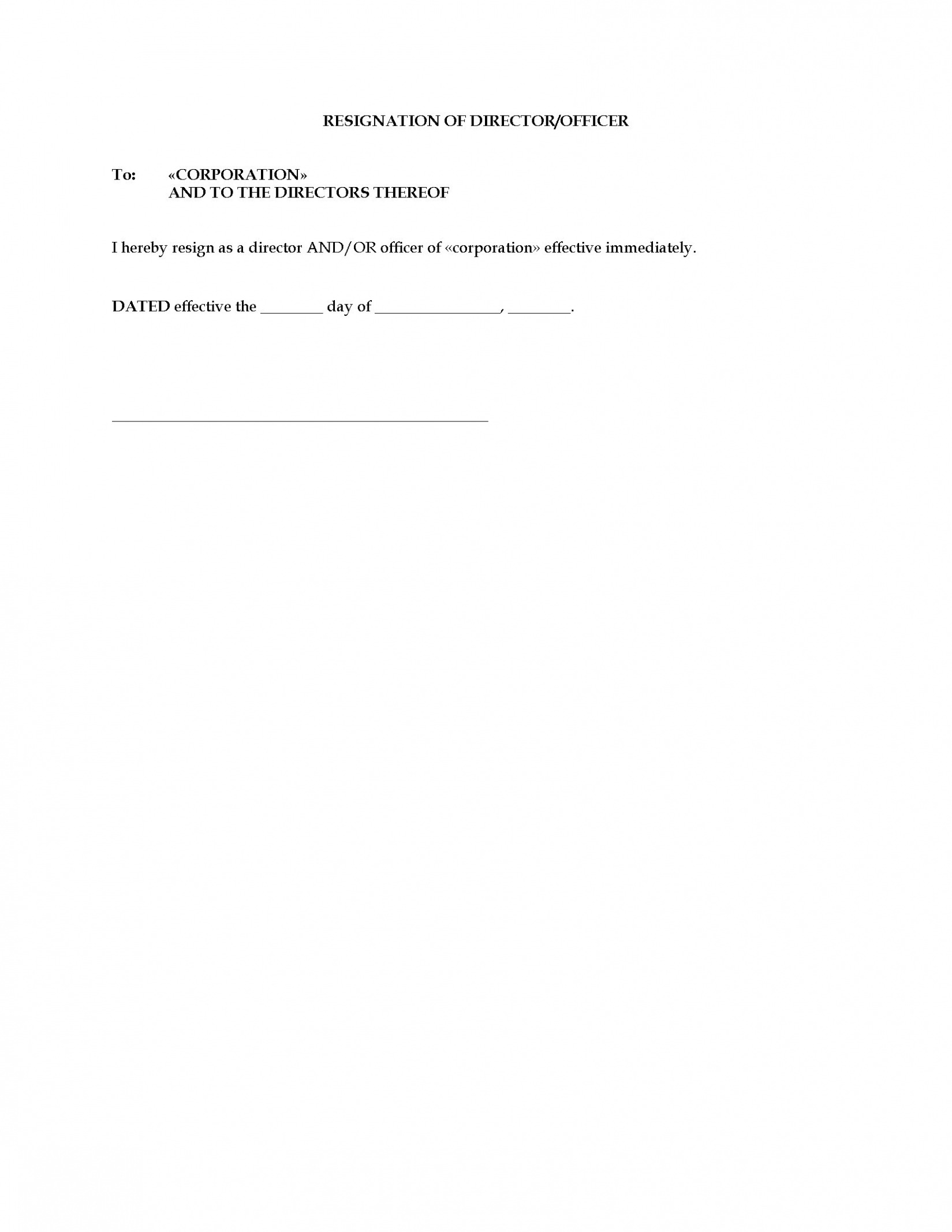 Editable Corporate Officer Resignation Letter Doc