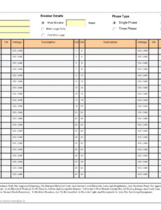 Editable Electrical Panel Schedule Template Software Docs