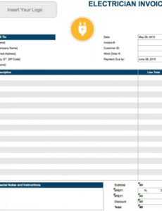 Editable Electrical Work Order Invoice Template