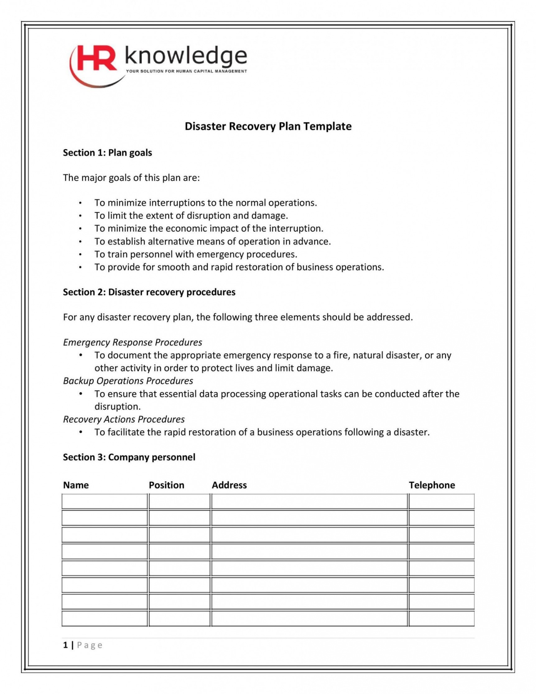 Free Emergency Response Plan Template For Small Business PPT