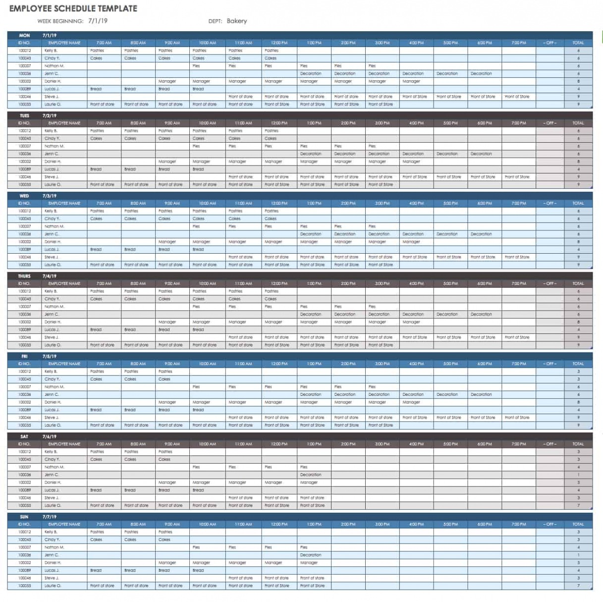 Editable Employee Coverage Schedule Template CSV