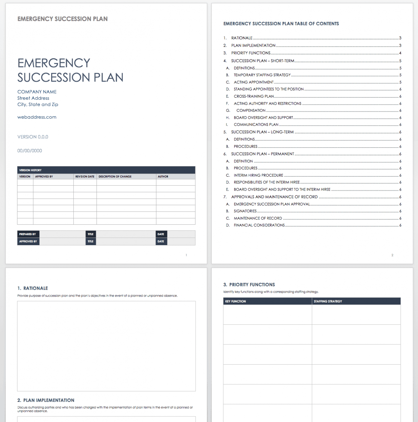 Editable Employee Succession Plan Template Excel