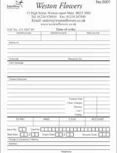 Printable Florist Order Form Template Excel
