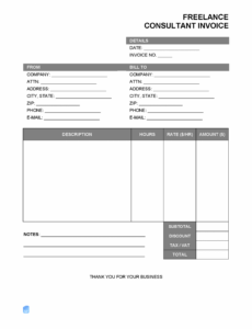 Editable Freelance Consultant Invoice Template PDF