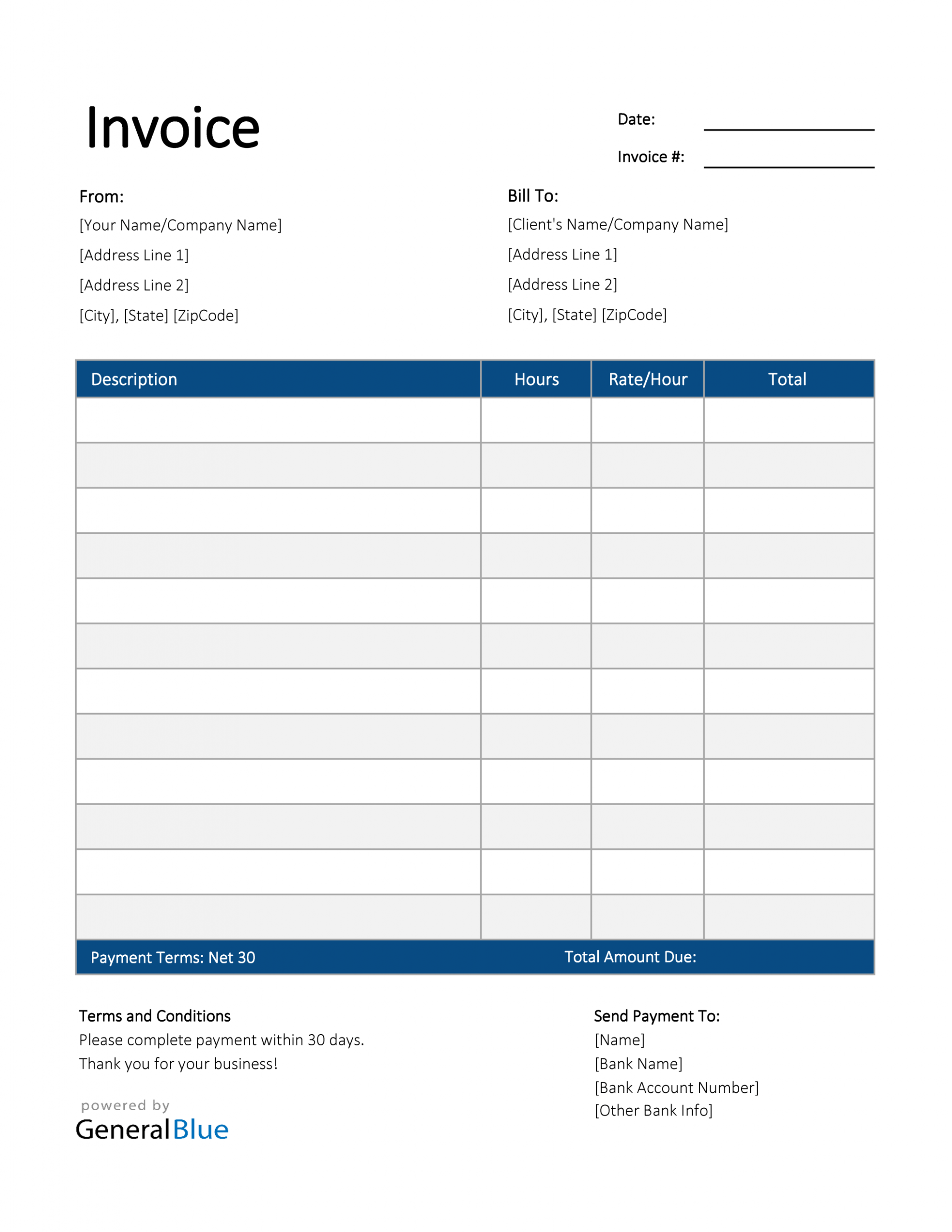 Sample Freelance Hourly Invoice Template PPT