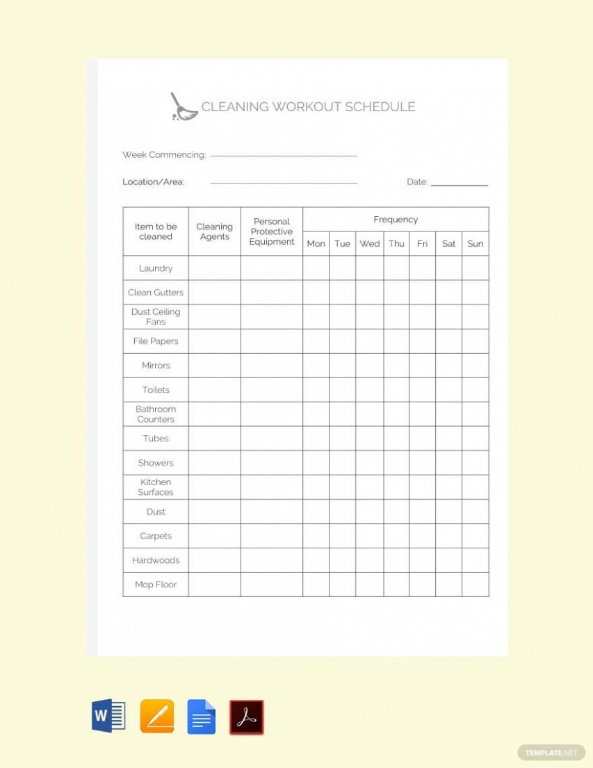 Free Gym Equipment Maintenance Schedule Template Sample