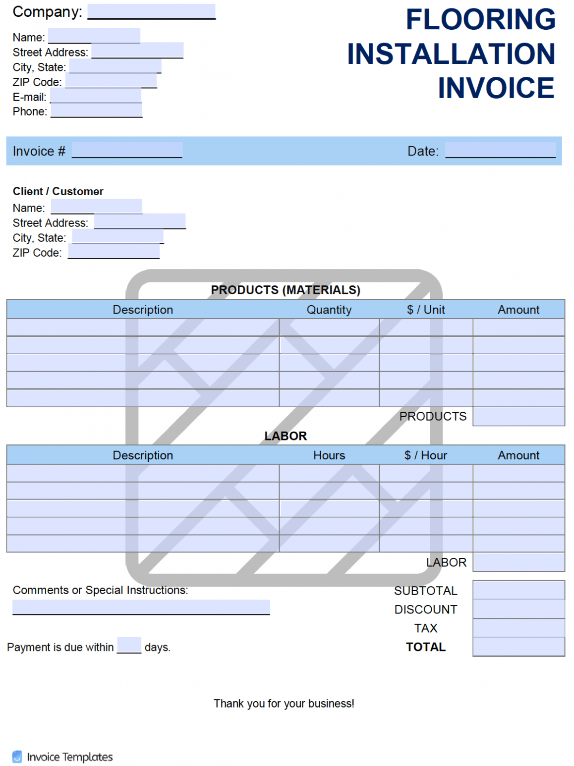 Hardwood Flooring Invoice Template