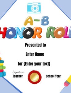 Sample High School Honor Roll Certificate Template Sample