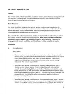 Editable Inclement Weather Plan Template PPT