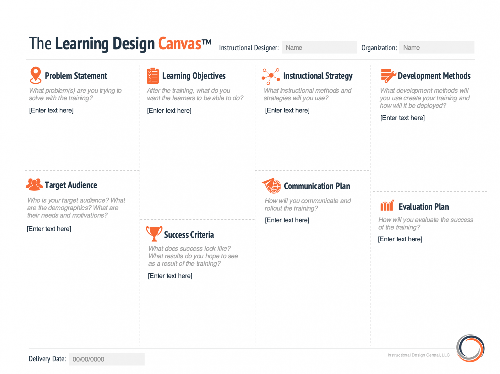 Printable Instructional Design Plan Template Word