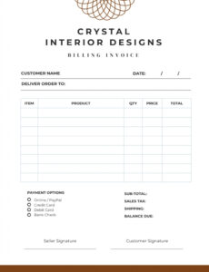 Printable Interior Design Purchase Order Template CSV