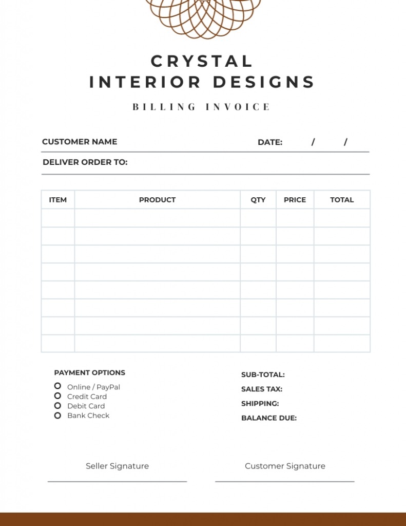 Printable Interior Design Purchase Order Template PDF Printable Interior Design Purchase Order Template PDF