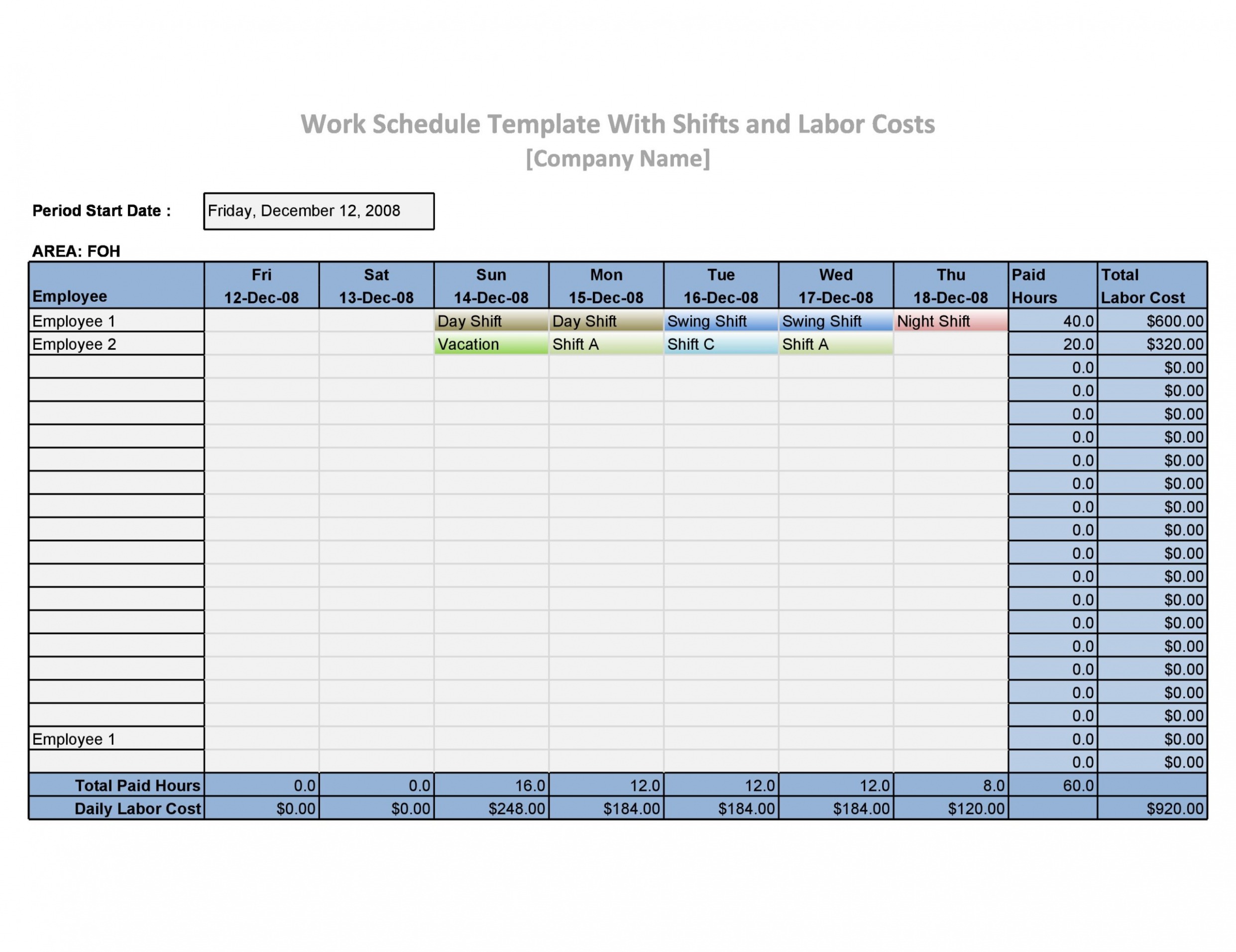 Printable Labor Schedule Template CSV